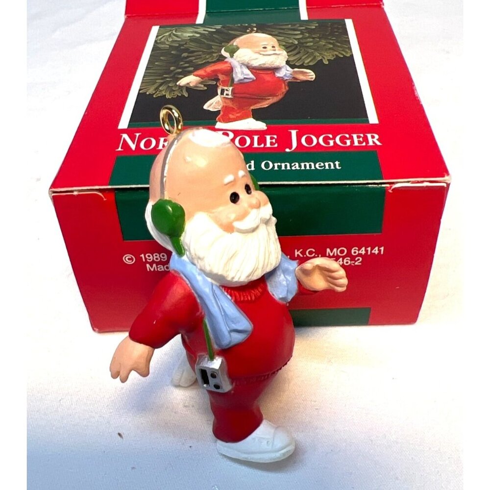 Hallmark North Pole Jogger Santa Claus Ornament 1989 Handcrafted Collectible Hol